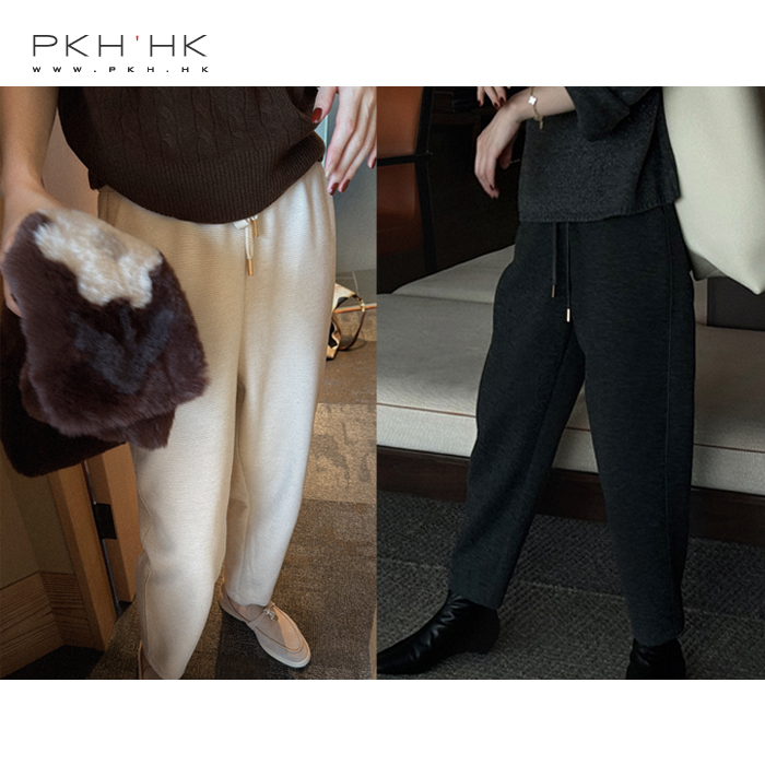 PKH.HK不费力时髦橡筋腰厚锥形裤