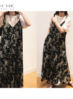 PKH.HK特春夏时髦清爽单穿叠搭都可不对称可调节肩带吊带裙连衣裙