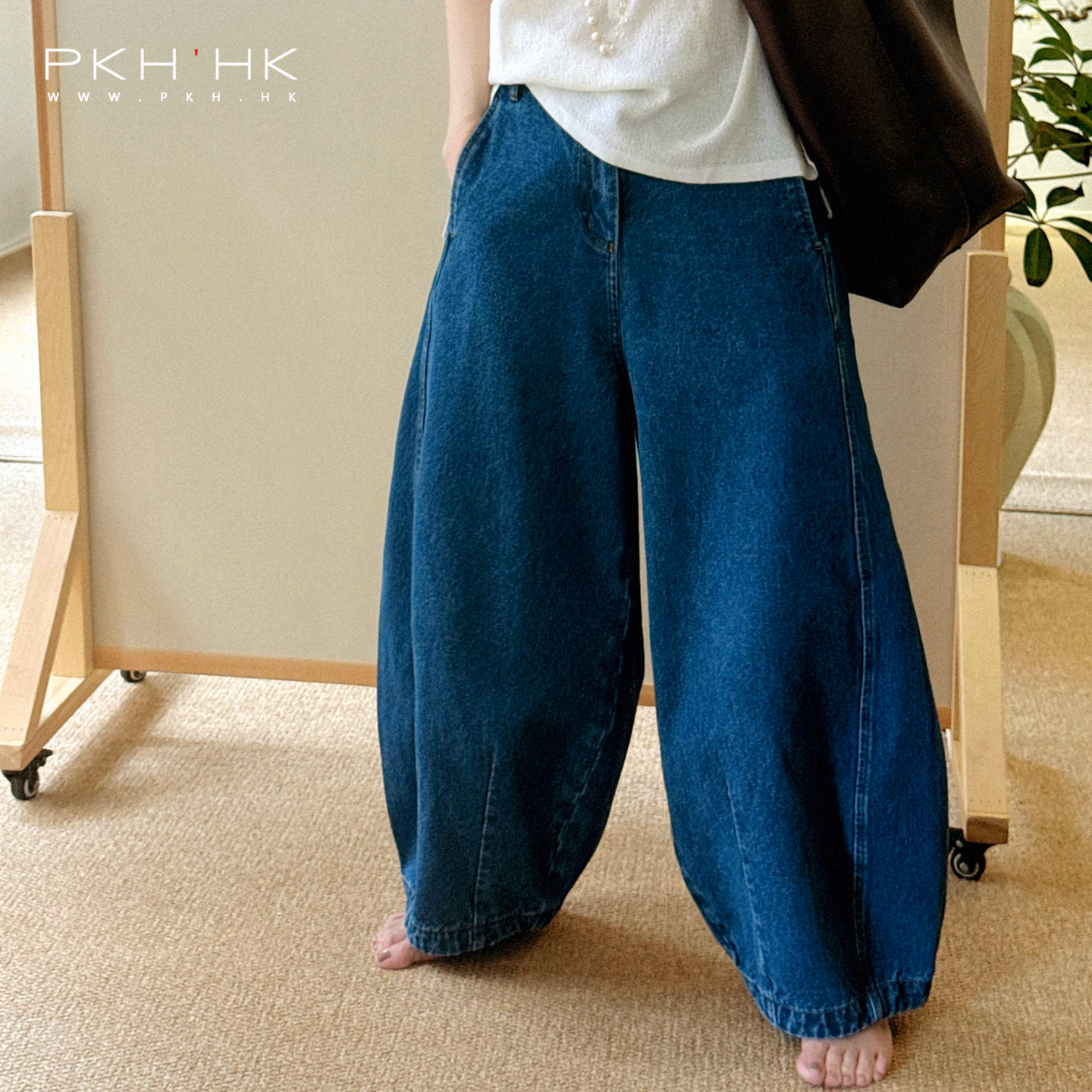 PKH.HK特秋新小众设计日常搭配调性十足大梨子友好气球阔腿牛仔裤,女装/女士精品,牛仔裤,淘宝优惠券,粉丝福利购,淘宝优惠卷