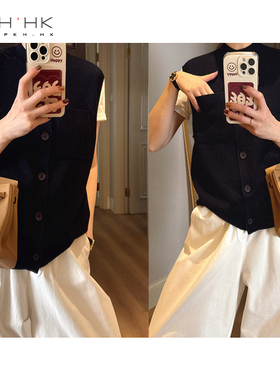 PKH.HK特 文私服 时髦文艺叠穿羊绒羊毛马夹针织背心