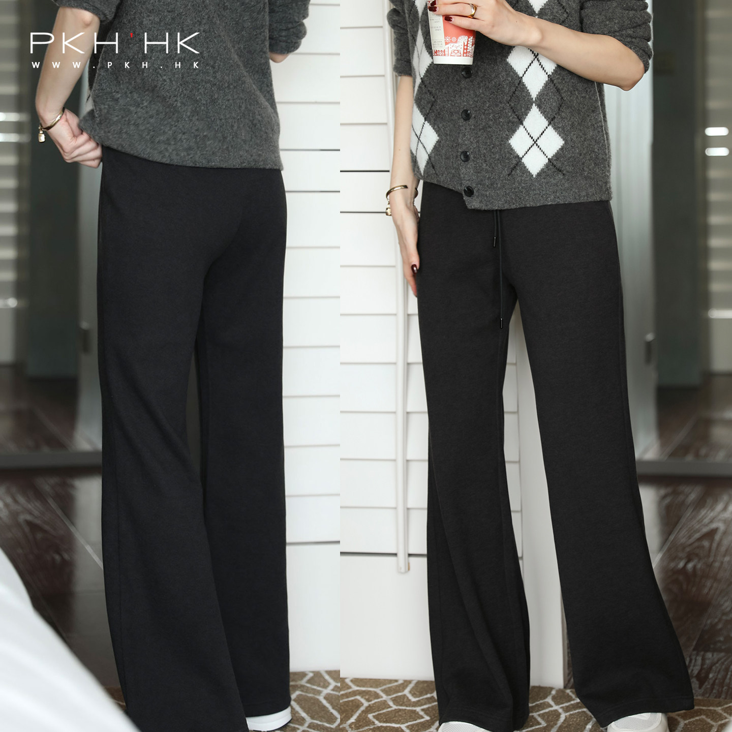 PKH.HK特新冬季私服BI入敲显腿长暖绒加厚无束缚修身微喇休闲卫裤,女装/女士精品,休闲裤,淘宝优惠券,粉丝福利购,淘宝优惠卷