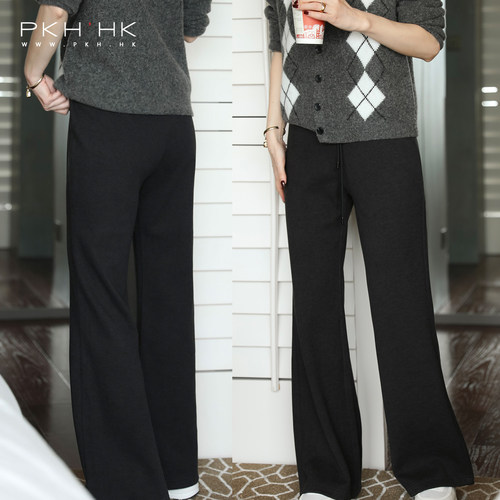 PKH.HK特新冬季私服BI入敲显腿长暖绒加厚无束缚修身微喇休闲卫裤