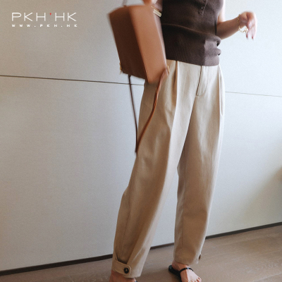 PKH.HK特夏季新品对大梨子友好文艺时髦利落收脚口细节设计锥形裤
