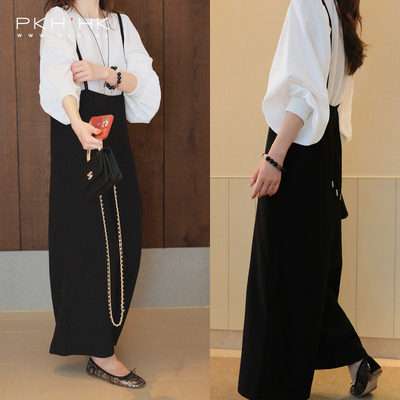 PKH.HK特秋新 私服大梨子日常休闲轻熟精致可调节吊带九分背带裤