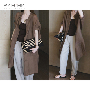 PKH.HK特春夏防晒时髦实用主义新中式清凉莱赛尔苎麻盘扣宽松罩衫