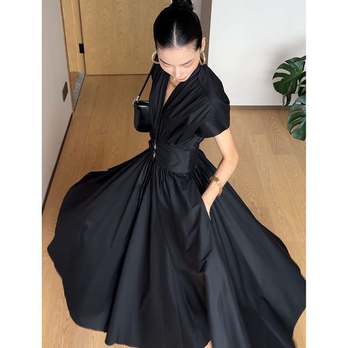CIZZLEMORE【满分加持】纯色女士简约风千金风复古连衣裙