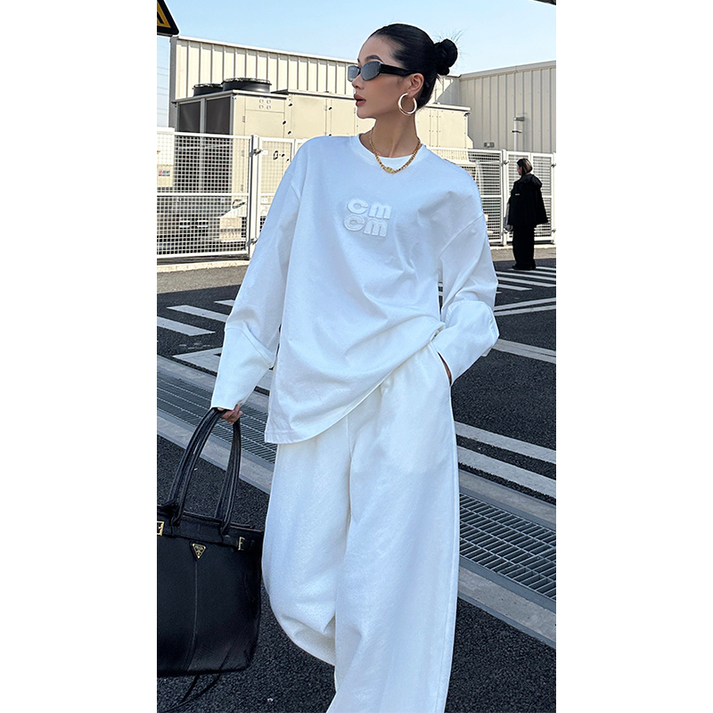 棉2024年绣花LOGO时尚套装