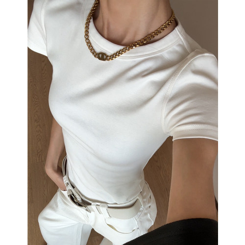 CIZZLEMORE 简约时尚舒适透气双面精纺棉质合体型短袖T恤