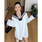 卫衣女 水手航海军藏青白撞色落肩宽松长袖 CIZZLEMORE 海风自由