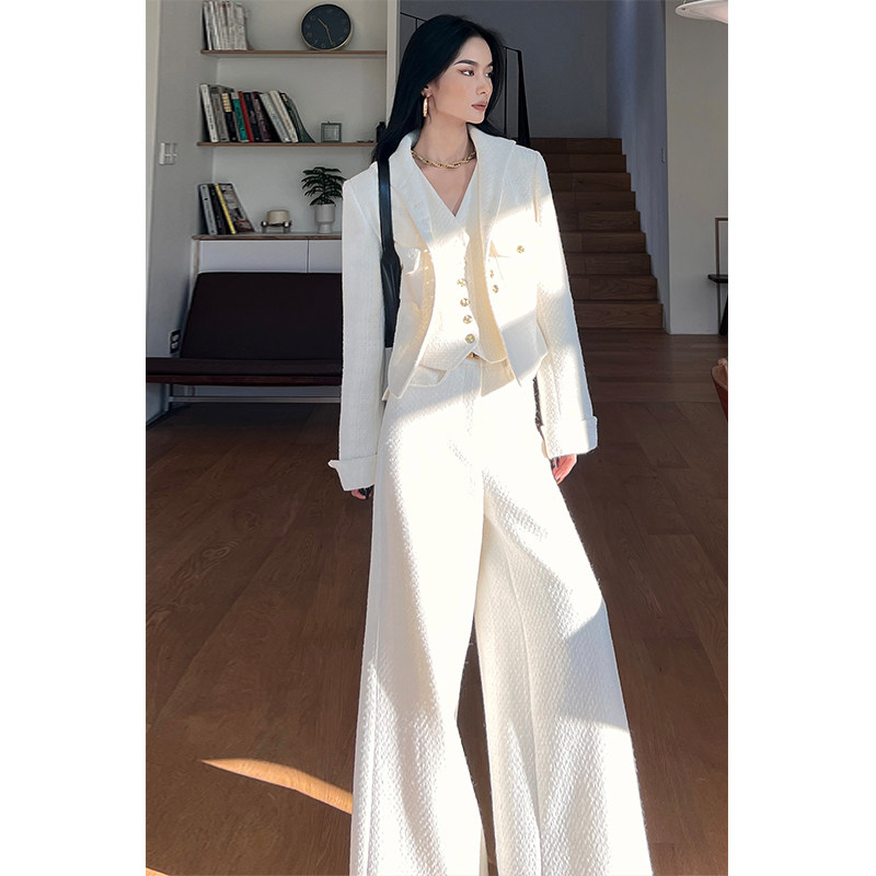 CIZZLEMORE 小香风外套女洋气高级感小众上衣马甲+阔腿裤三件套,女装/女士精品,时尚套装,淘宝优惠券,粉丝福利购,淘宝优惠卷