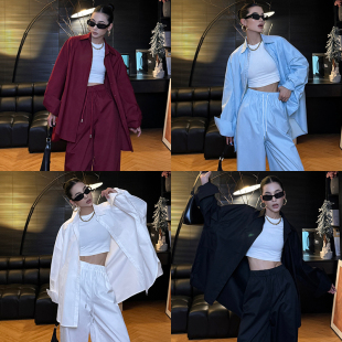 宽松衬衫 25秀场流行色四色美式 松紧腰抽绳宽松户 CIZZLEMORE