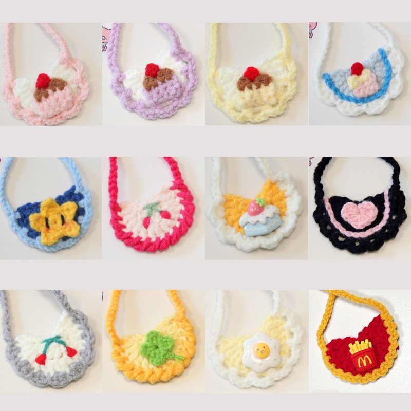 玩偶口水巾13cm自嘲熊围兜编织