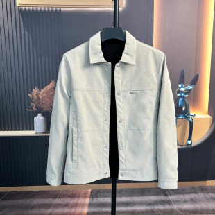 皮衣夹克男 外套潮流帅气上衣休闲秋季 2026春秋新款 扎染雾霾皮男士