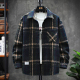 秋冬复古加厚磨毛格子衬衫 潮牌宽松毛呢衬衣休闲外套潮 男青年工装
