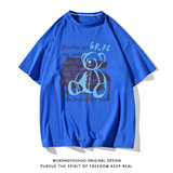 白底夏季新款简约时尚宽松全棉百搭短袖圆领T恤T97P25控38，男装T恤，电商A247-1