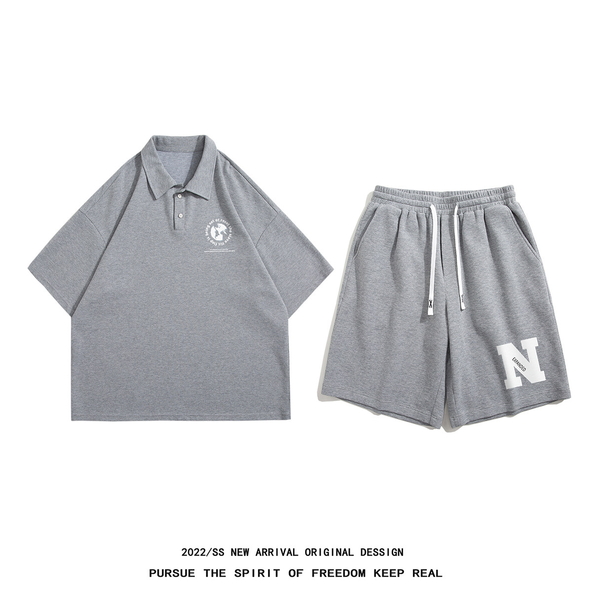 白底 夏季时尚简约情侣百搭短袖POLO衫T恤套装  TZ729 P75控98图片