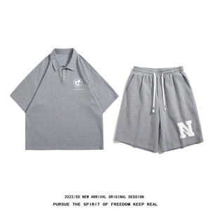 白底 夏季时尚简约情侣百搭短袖POLO衫T恤套装  TZ729 P75控98图片