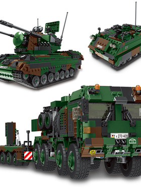 源头厂商星堡XB06045俄国军事坦克运输车战场拼装积木正品XB06046