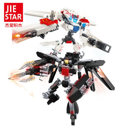 杰星67013新品日冕月蚀机甲玩具塑胶机器人DIY拼插组装儿童积木