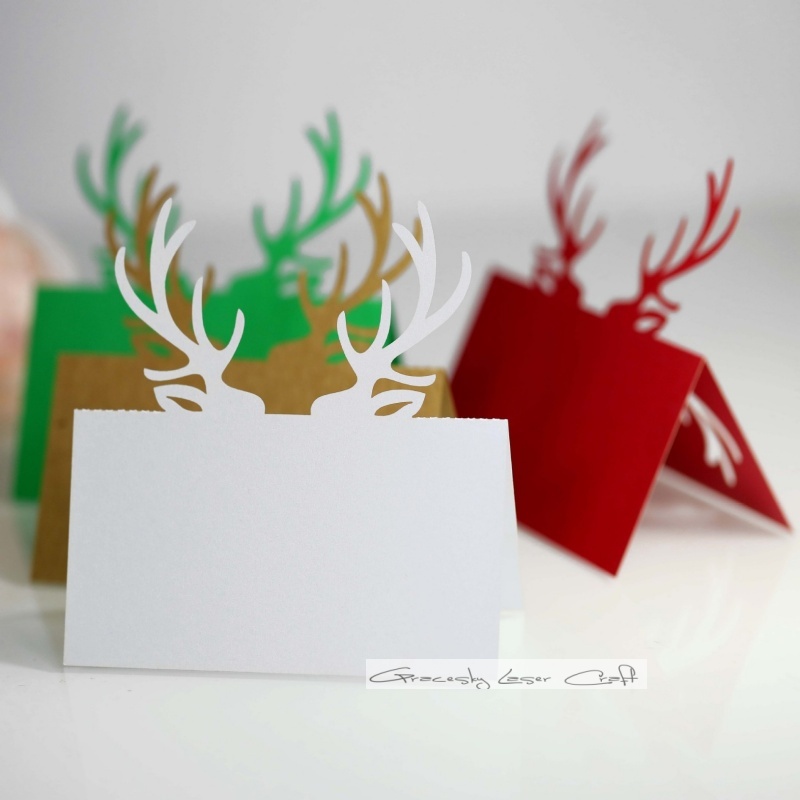 新款圣诞鹿角宴会嘉宾席位牌麋鹿桌卡台卡精美名字桌牌坐席卡20张