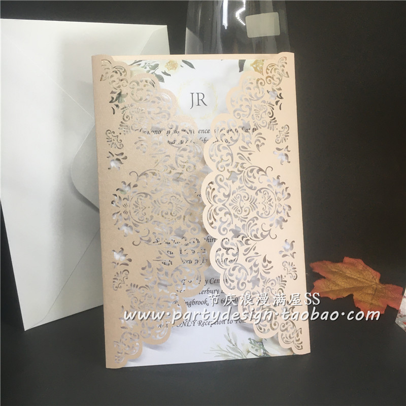 热销外贸欧式创意镂空蕾丝结婚请帖婚礼请柬个性婚庆高档定制喜帖