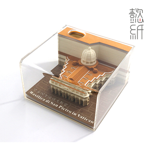 便签纸创意抖音便利贴罗马圣彼得大教堂立体建筑3d艺术纸雕模型