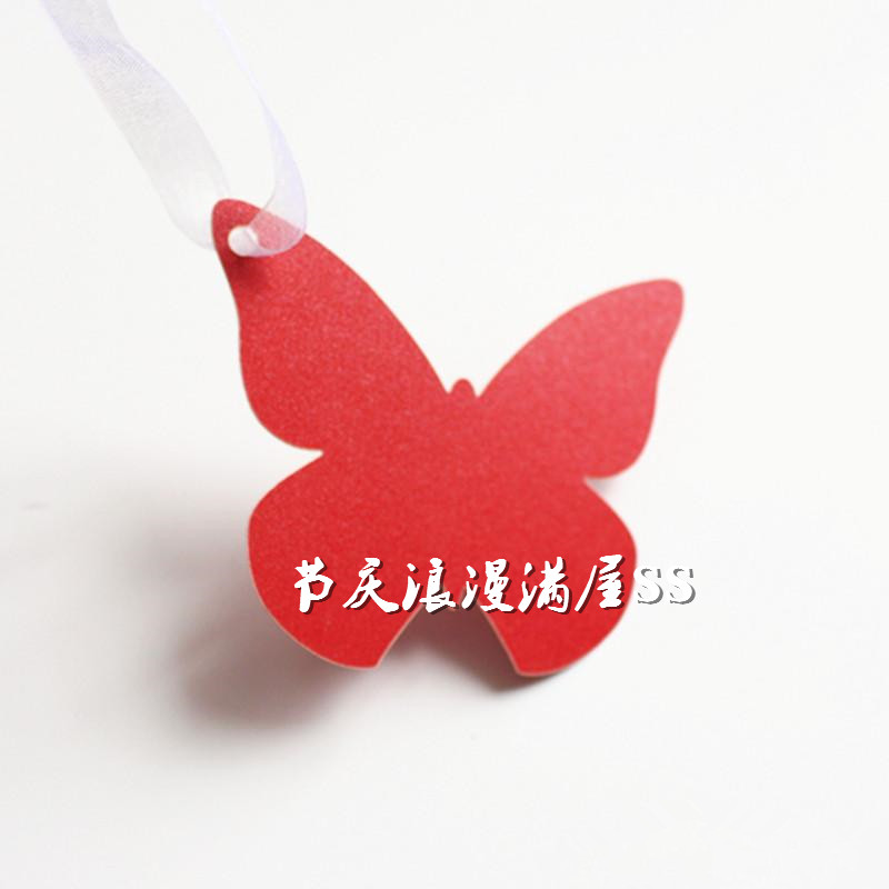 镂空蝴蝶许愿卡吊卡 许愿树挂饰 珠光纸彩色卡纸蝴蝶卡片50张包邮