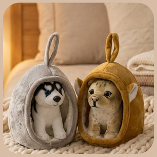 狗狗玩偶哈士奇小公仔狗窝毛绒玩具布娃娃男女孩儿童道具摆件礼物