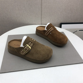 新款 皮带扣圆头休闲平底半拖鞋 断码 女鞋 处理时尚 品牌撤柜2026春季