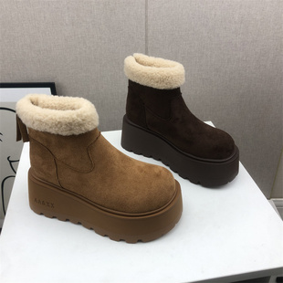 处理真皮女鞋 断码 松糕底拉链英伦保暖雪地靴 新款 品牌撤柜2025冬季