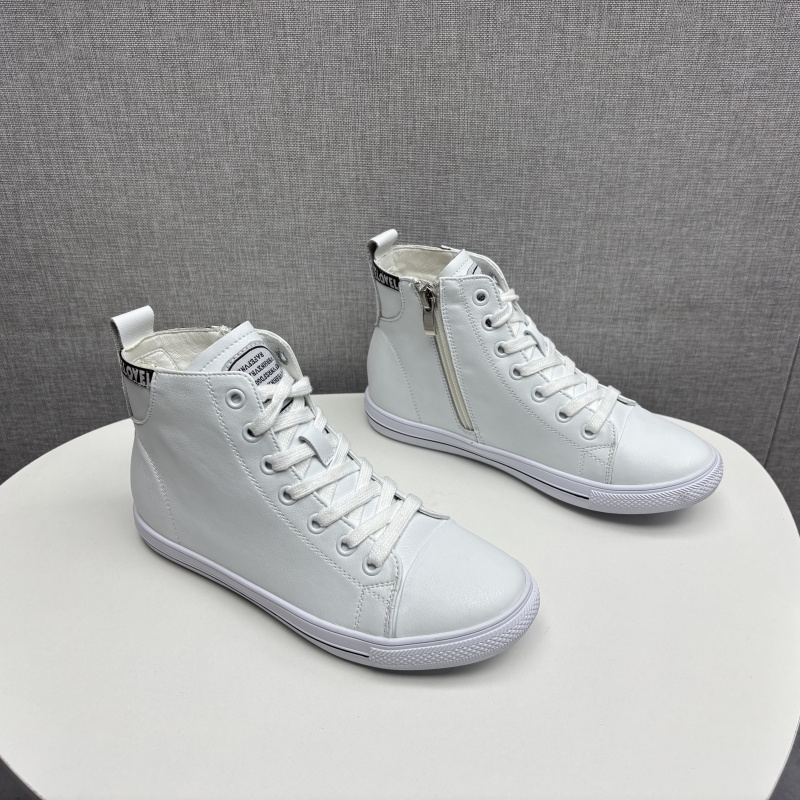 女鞋休闲百搭侧拉链加绒高帮鞋