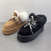 新款 断码 处理真皮女鞋 品牌撤柜2025冬季 韩版 系带厚底羊毛雪地女靴
