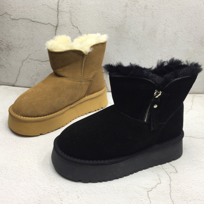 品牌撤柜2025冬季新款断码处理真皮女鞋百搭侧拉链厚底加绒雪地靴,女鞋,时尚雪地靴,淘宝优惠券,粉丝福利购,淘宝优惠卷