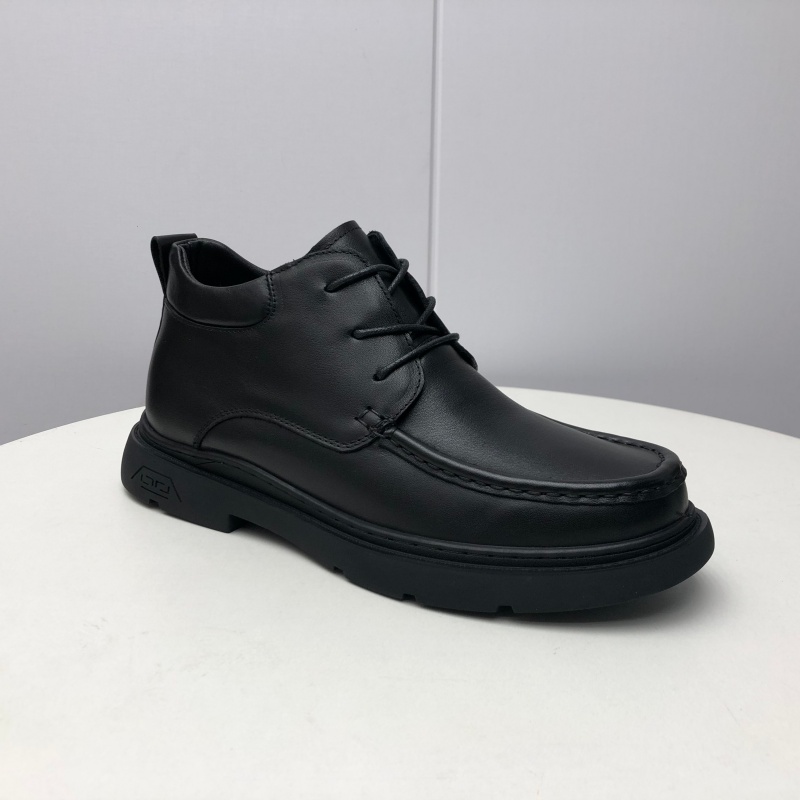 品牌撤柜冬季新款真皮商务休闲牛皮男鞋时尚系带平底羊毛保暖皮鞋