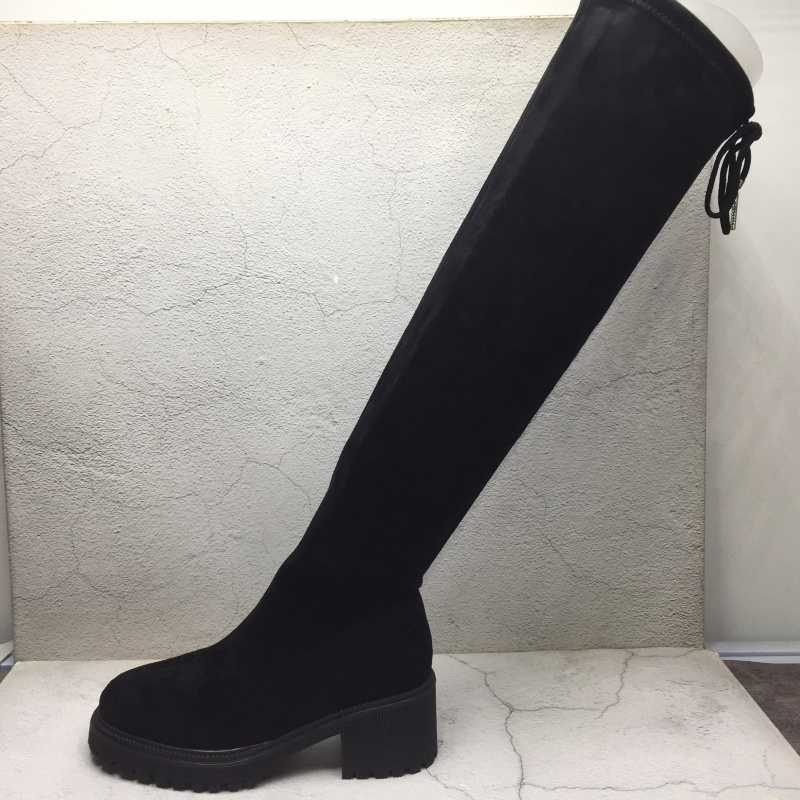 女鞋粗高跟高筒时尚弹力瘦瘦靴