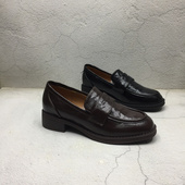 新款 断码 处理真皮女鞋 品牌撤柜2025春季 一脚蹬浅口英伦平跟乐福鞋