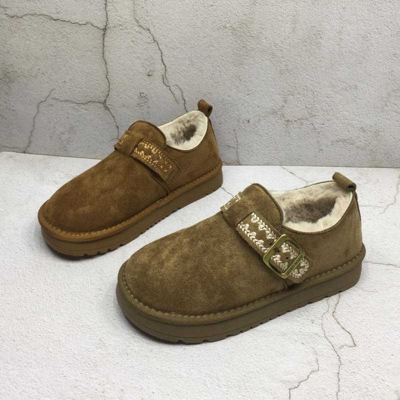 品牌撤柜2025秋季新款断码处理时尚女鞋搭扣圆头绒里保暖休闲单鞋