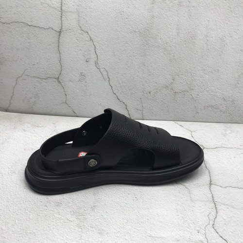 品牌撤柜夏季新款真皮商务休闲牛皮男鞋平底后绊带简约百搭沙滩鞋