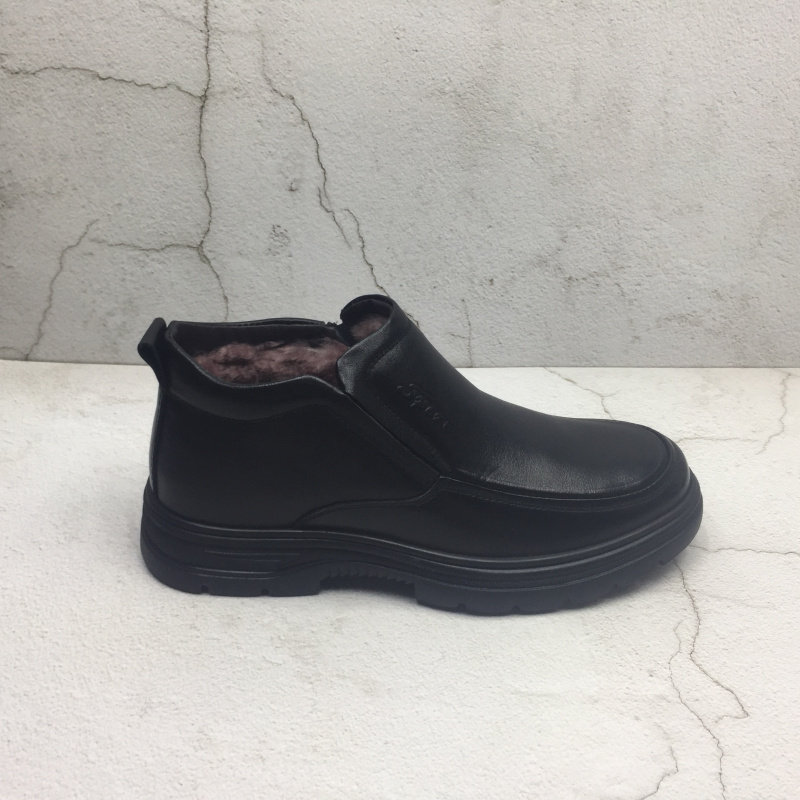 品牌撤柜冬季新款真皮商务休闲牛皮男鞋平底羊毛保暖侧拉链高帮鞋,流行男鞋,高帮鞋,淘宝优惠券,粉丝福利购,淘宝优惠卷