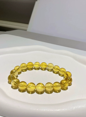 天然巴西黄水晶手链威士忌老酒黄全净体