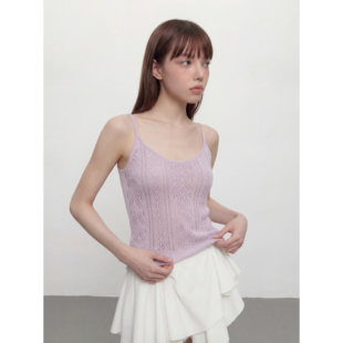 23B knits market Yuzu 20S 蕾丝感蝴蝶结镂空轻薄针织背心
