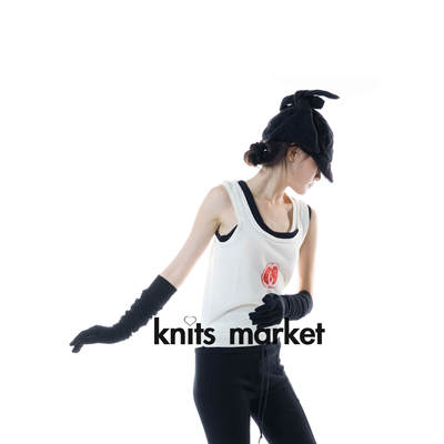 KNITS MARKET【新款】西柚图案假两件女装假两件新时髦针织背心