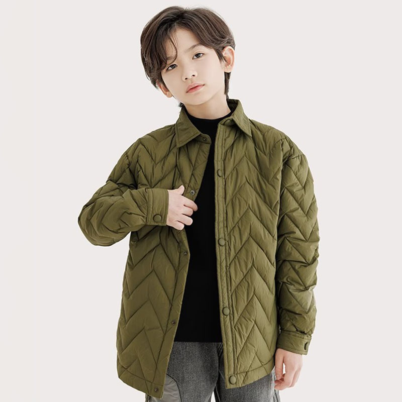 纯一良品男童衬衫式羽绒服白鸭绒