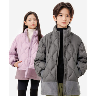纯一良品男女童针织拼接轻薄一手长羽绒服秋冬 防风立领拼接外套