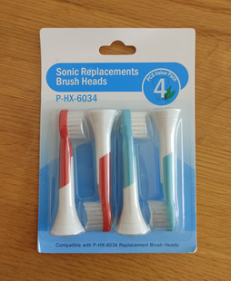 飞利浦电动牙刷 HX6034 儿童软毛刷头 四支装