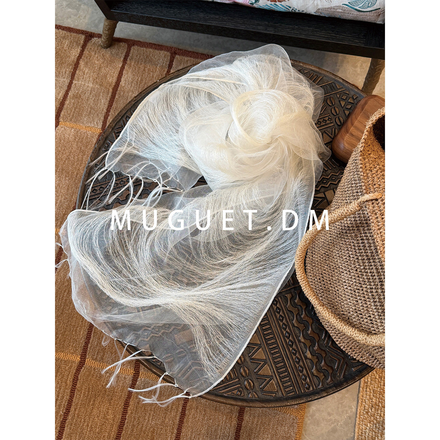 唐悠悠100桑蚕丝三层蚕丝素染手工流苏丝巾空气灵动围巾