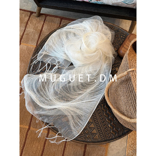 唐悠悠100桑蚕丝三层蚕丝素染手工流苏丝巾空气灵动围巾