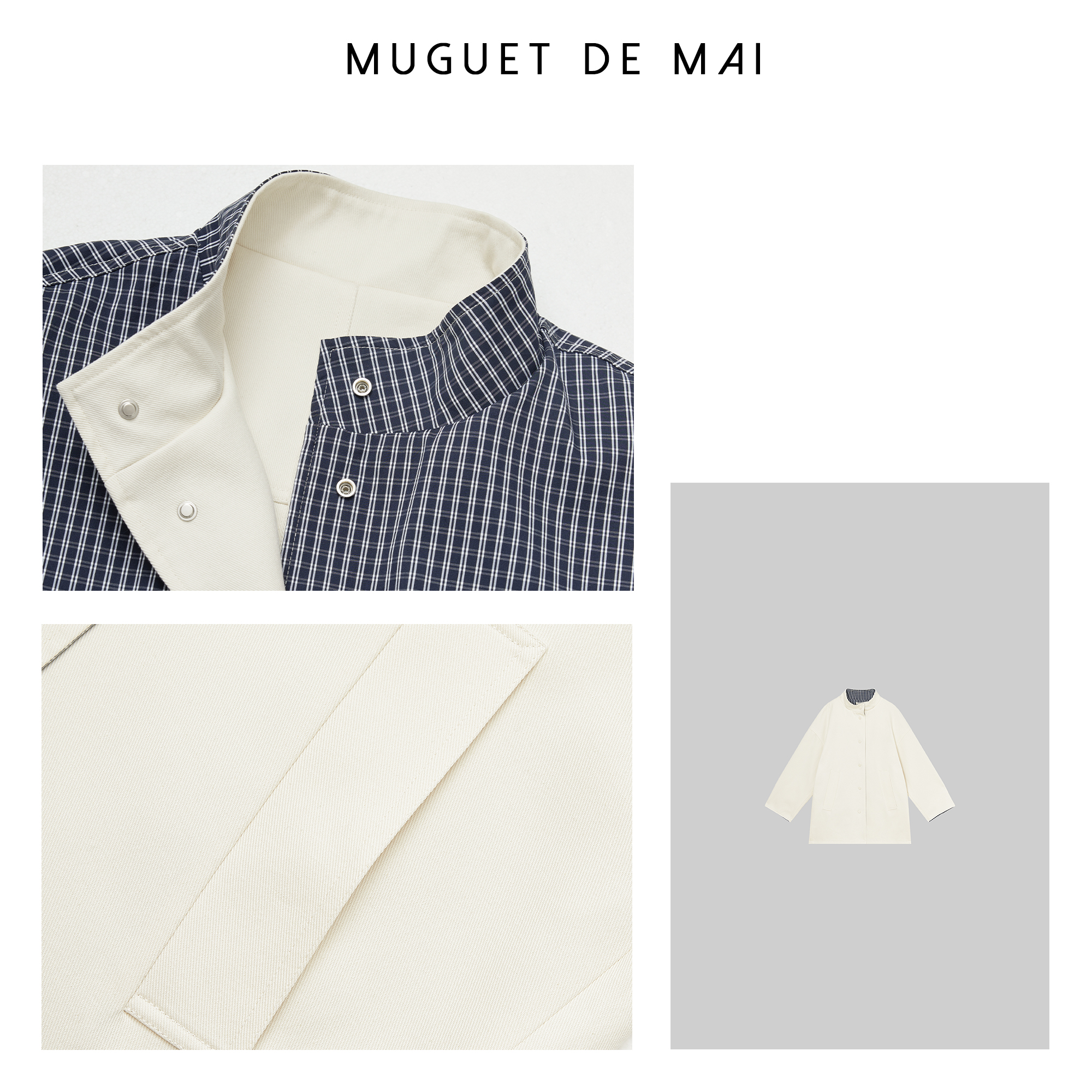 【MGDM】双面穿格子外套立领夹克2025秋冬新款YJW24350