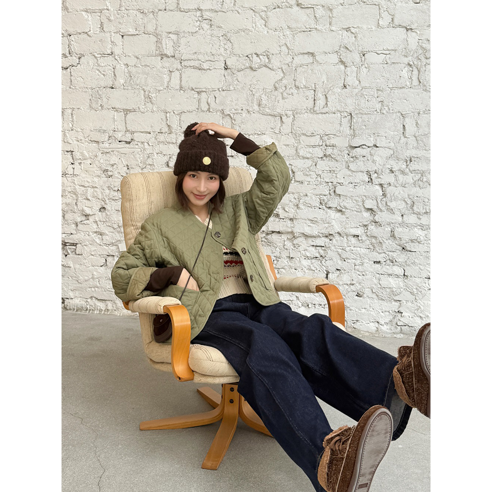 菱格轻薄棉服女冬棉衣宽松短外套