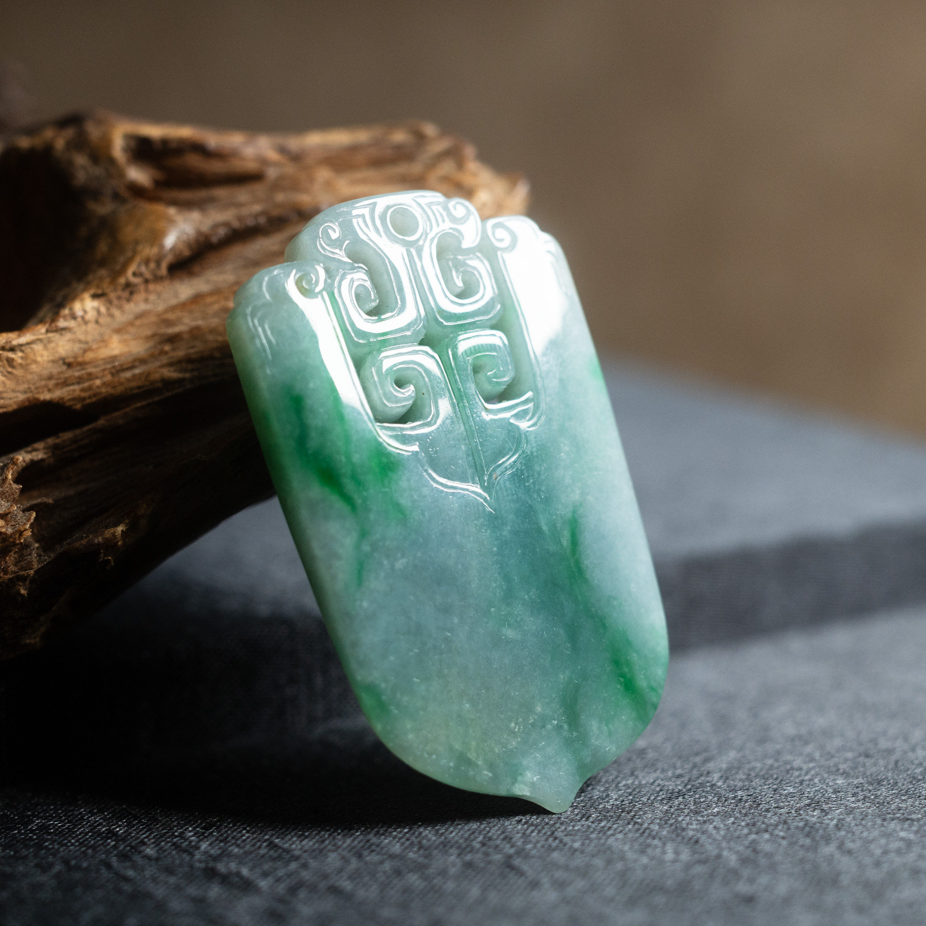 天然翡翠 A货 吊坠 挂件 仿古无事牌 冰糯种